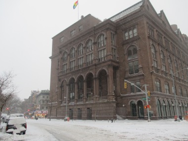 The noble Cooper Union in the snow.  